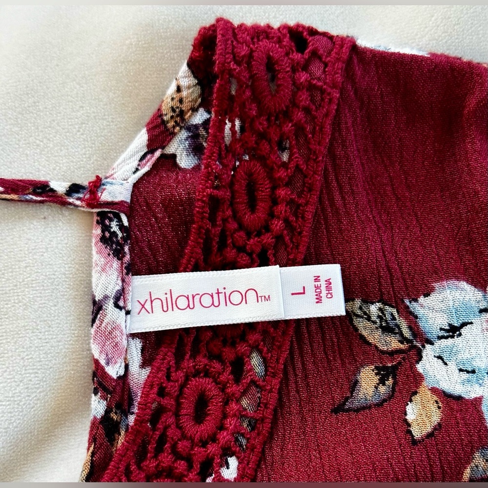 Deep Red Floral Romper - Picture 5 of 5